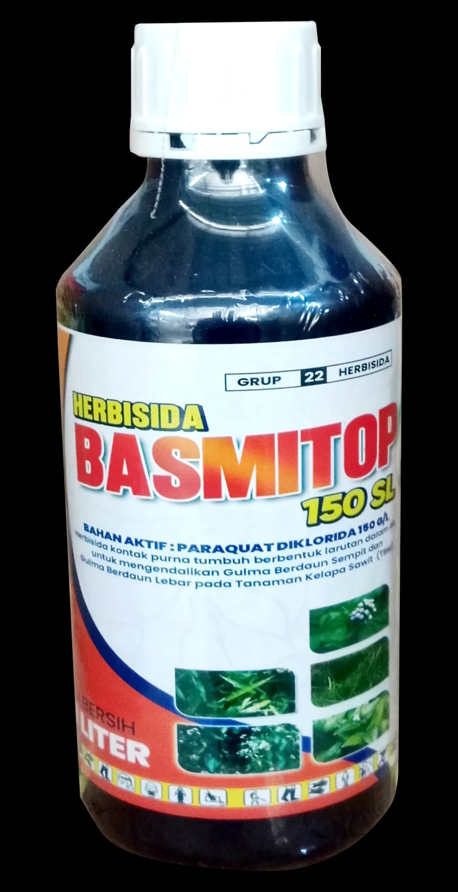 botol plastik 1 L AMAFOS 255 g/L Herbisida Kontak Purna Tumbuh